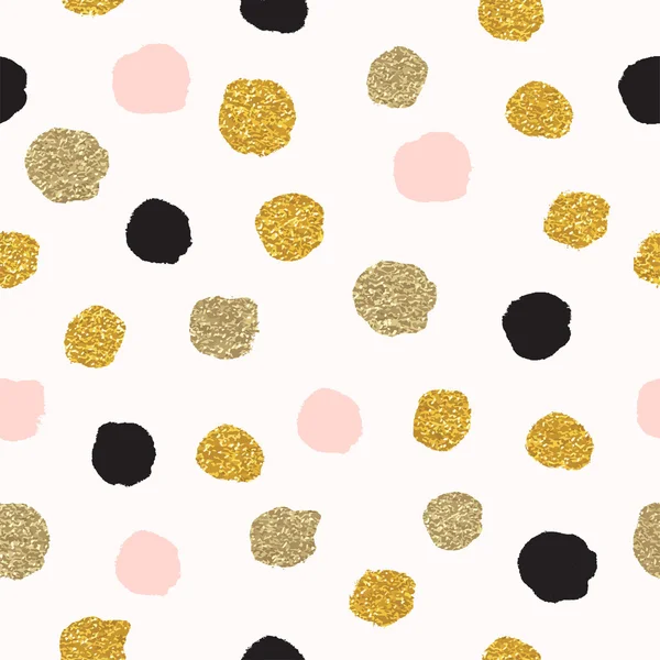 Polka dots of rose gold and black — Stockvector