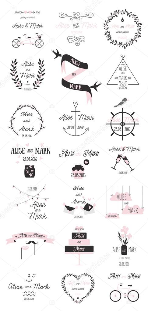 Various Vintage Elements Isolated On White Background - Vector Illustration, Graphic Design Editable For Your Design. Valentines Day Elements