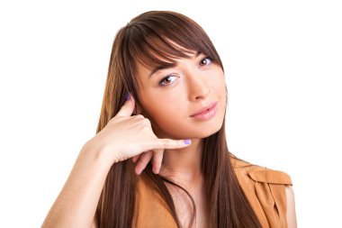 güzel bir kadın el hareketi beni ara