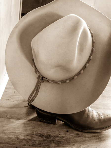 Cowboy Hat and Boots, Sepia