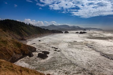 Coastline view from Ecola State Park to Cannon Beach in Oregon. clipart