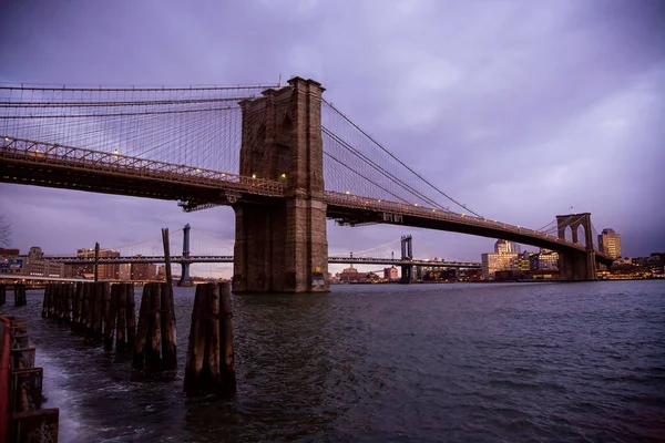 Puente Brooklyn Ciudad Nueva York Desde Seaport Amanecer —  Fotos de Stock