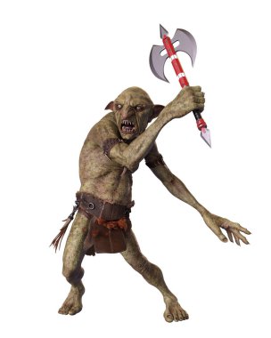 Cin baltayla savaşıyor. 3d illüstrasyon beyaz arkaplanda izole edildi.