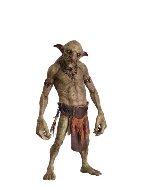 Cin önde dikiliyor. 3d illüstrasyon beyaz arkaplanda izole edildi.