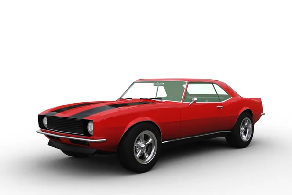 Red Retro American Muscle Car Illustration Isolated White Background — Stock Photo, Image