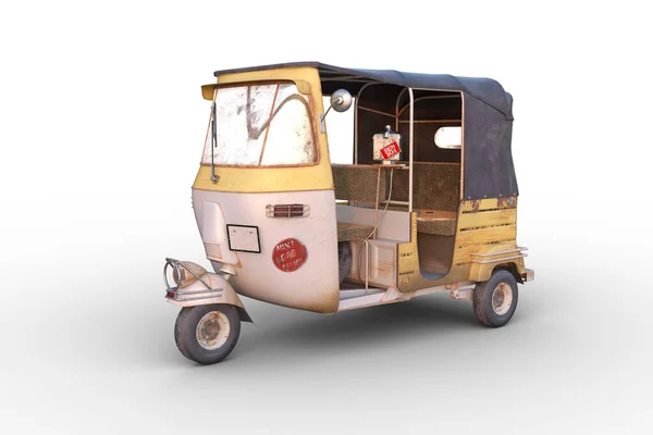 Indien Auto Rickshaw Tuk Tuk Taxi Angle Avant Illustration Isolée — Photo