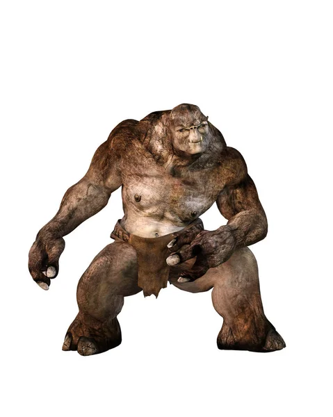 Ein Riesiger Fantasy Troll Eine Märchenfigur Rendering Isoliert Auf Weißem — Stockfoto