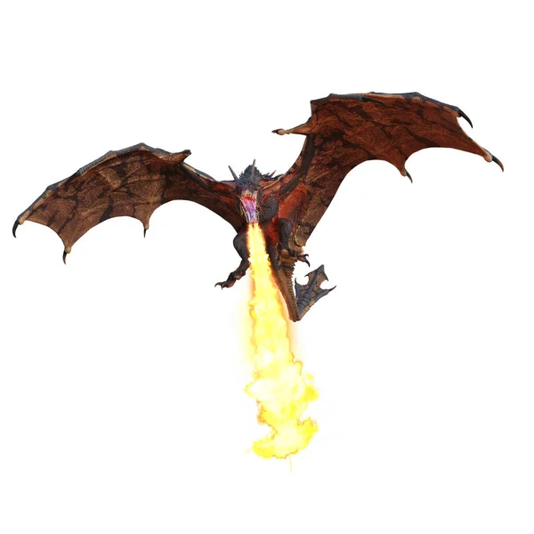 Fogo Respirando Dragão Verde Criatura Fantasia Wyvern Voando Atacando Inimigo — Fotografia de Stock