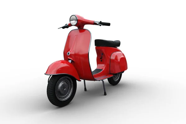 Generic Italian Style Red Motor Scooter Illustration Isolated White Background — Stock Photo, Image