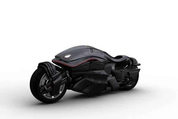 Black Coloured Futuristic Cyberpunk Style Motorbike Illustration Isolated White Background — Stock Photo, Image