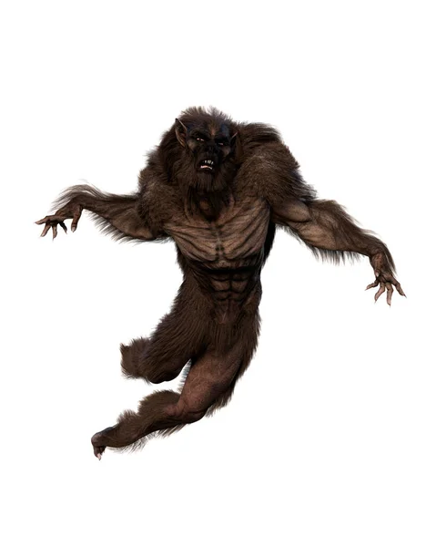 Werewolf Mutant Combination Human Wolf Illustration Isolated White Background — Stock Photo, Image