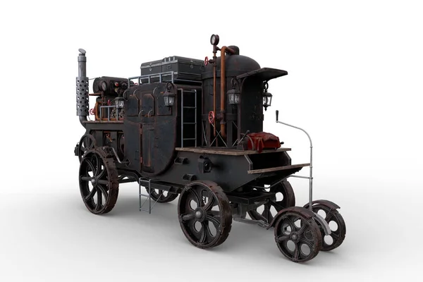 Steampunk Stil Transport Abur Alimentat Bagaje Partea Sus Ilustrație Izolată — Fotografie, imagine de stoc