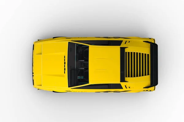 Overhead View Illustration Yellow Black Cyberpunk Style Futuristic Car Isolated — Stock Photo, Image