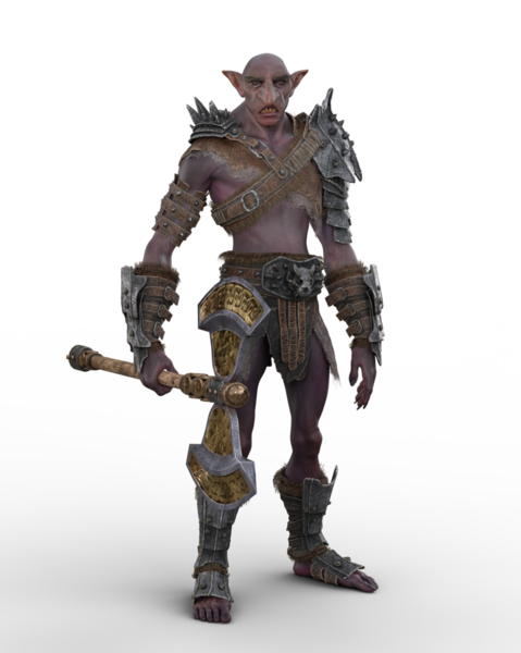 Fantezi Savaşçı Trol savaş zırhında elinde iki başlı baltayla duruyor. İzole edilmiş 3B görüntüleyici.