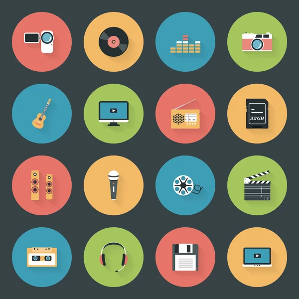 Multimedia icons set — Stock Vector