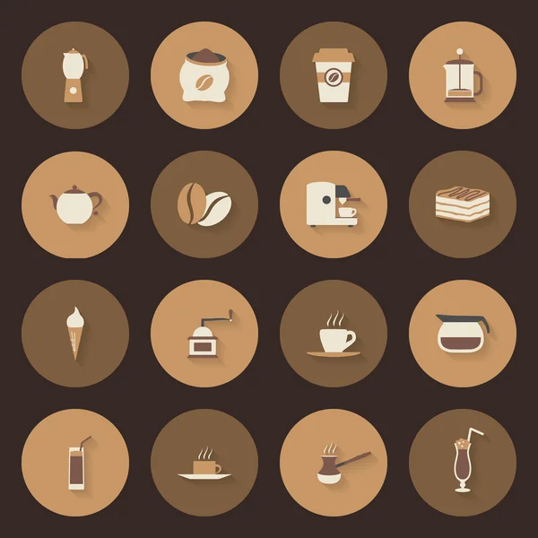 Conjunto de iconos planos de café — Archivo Imágenes Vectoriales