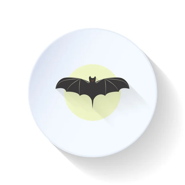 Bat op maan achtergrond platte pictogram — Stockvector