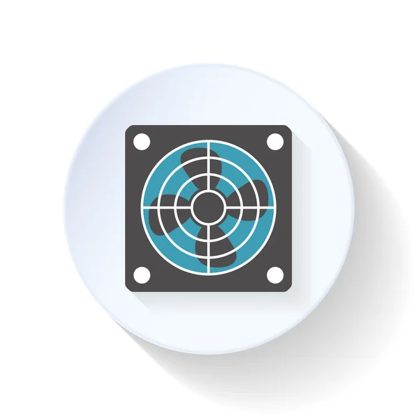 Ventilateur pour icône plate ordinateur — Image vectorielle