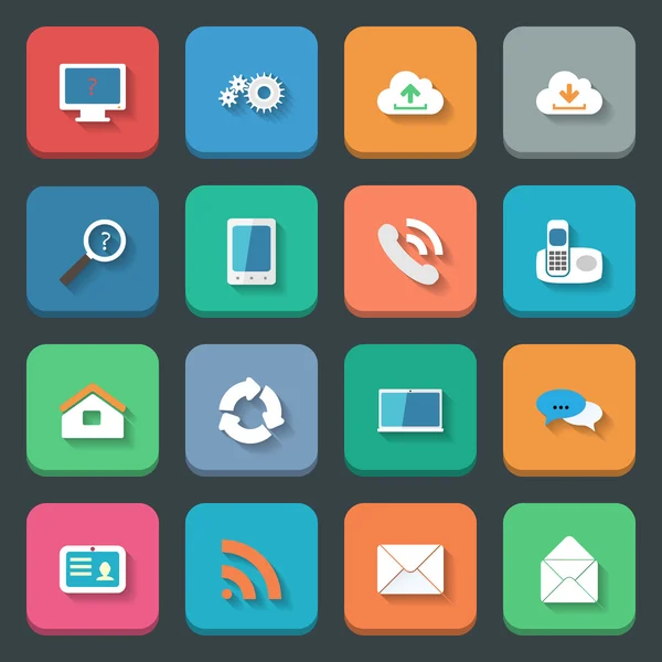 Conjunto de iconos de comunicación diseño plano — Archivo Imágenes Vectoriales