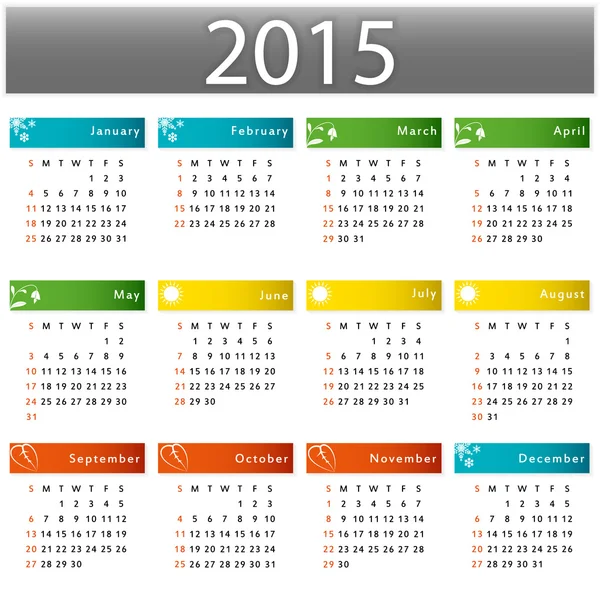 Kalender för 2015 år — 图库矢量图片