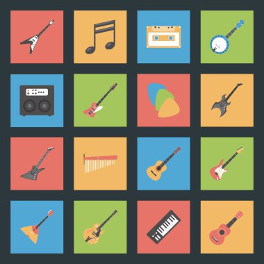 Musical Instruments flat icons set clipart