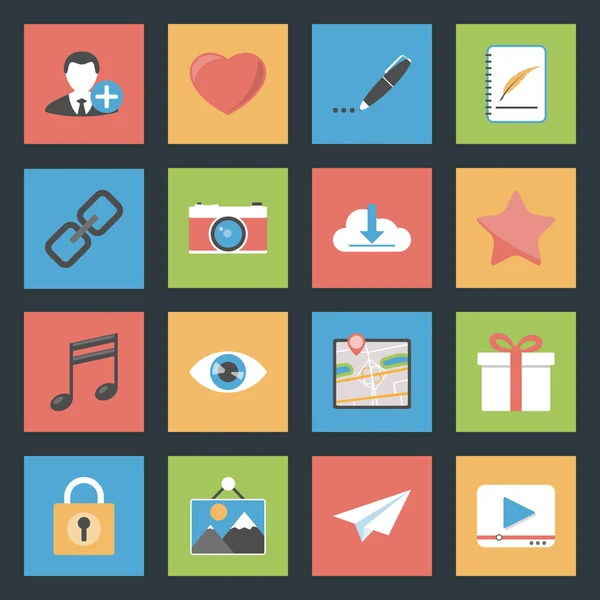 Conjunto de iconos planos web de Socia media — Vector de stock