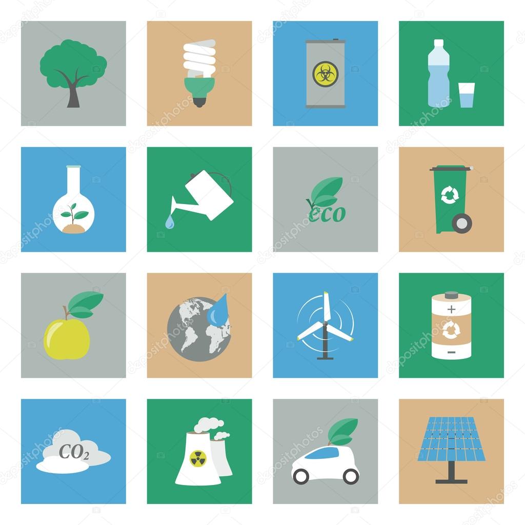 Ecology flat icons set