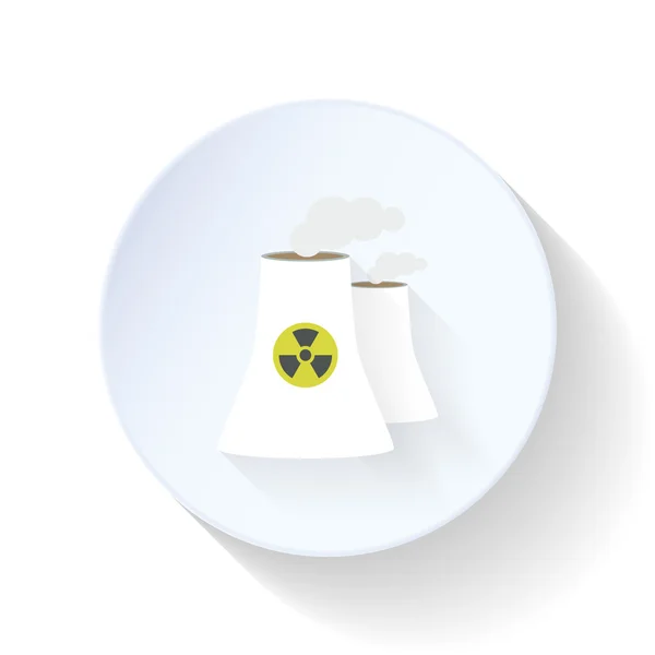 Icono plano de la central nuclear — Vector de stock