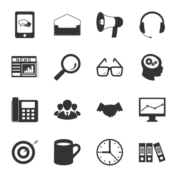 Conjunto de iconos planos en blanco y negro de marketing — Archivo Imágenes Vectoriales