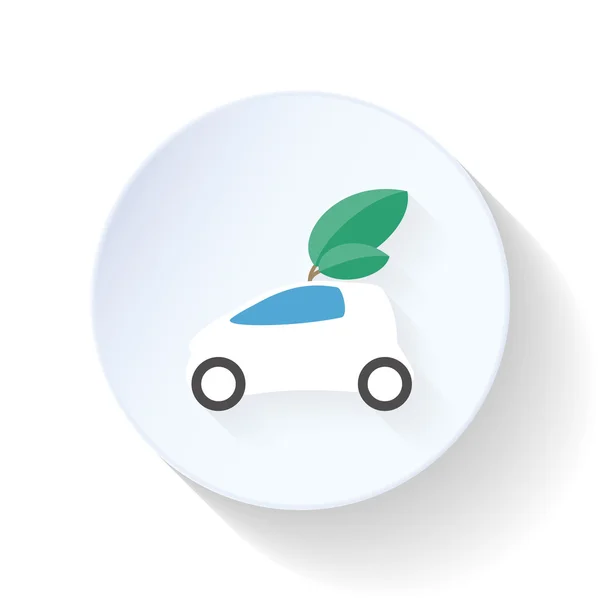 Icono plano coche respetuoso con el medio ambiente — Vector de stock