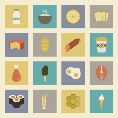 Fast food renkli düz tasarım simgeler kümesi. web ve mobil uygulamalar için şablon öğeleri