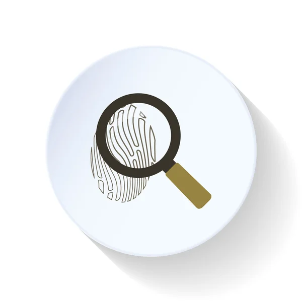 Fingerprint with a magnifying glass flat icon — Stock Vector
