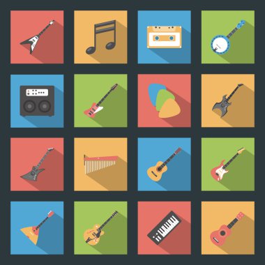 Musical Instruments flat icons set clipart