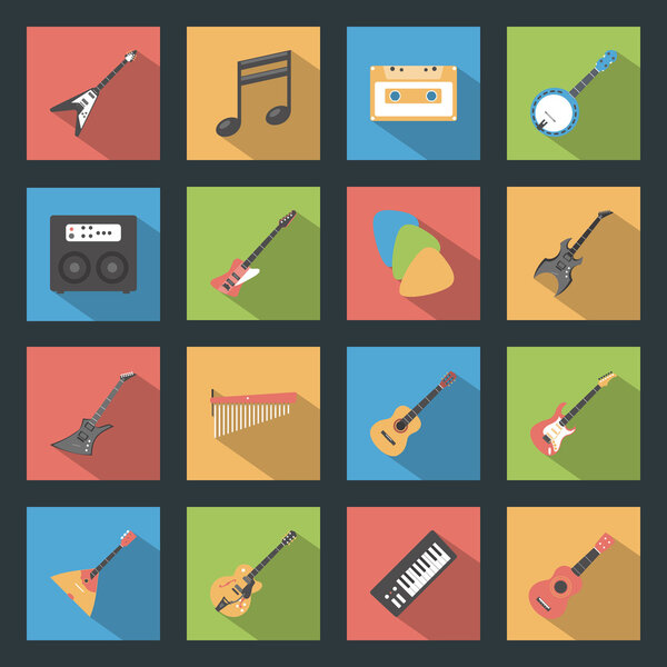 Musical Instruments flat icons set