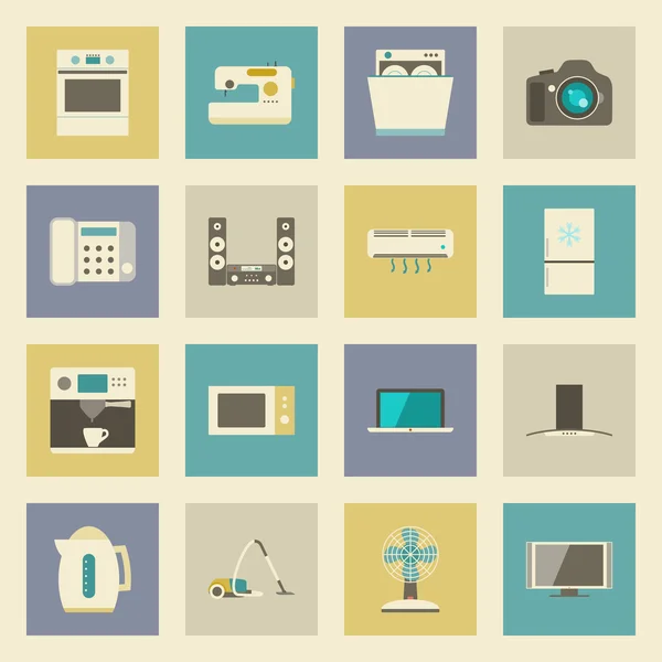 Electrical appliances flat icons set — Stock Vector