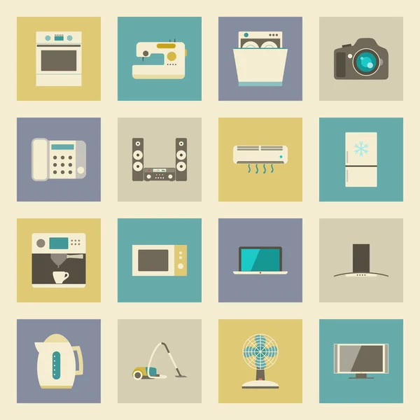 Elektrikli ev aletleri düz Icons set