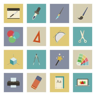 Düz Icons set grafik ve tasarım