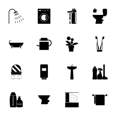 Banyo siluetleri Icons set