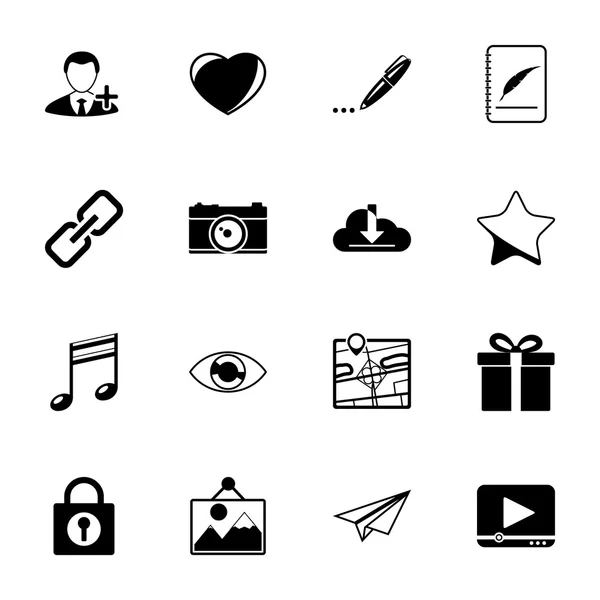 Socia media web silhouettes icons set with longshadow — Stock Vector
