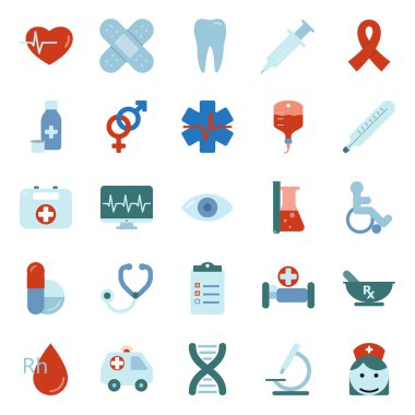 Tıbbi düz simgeler ayarlandı