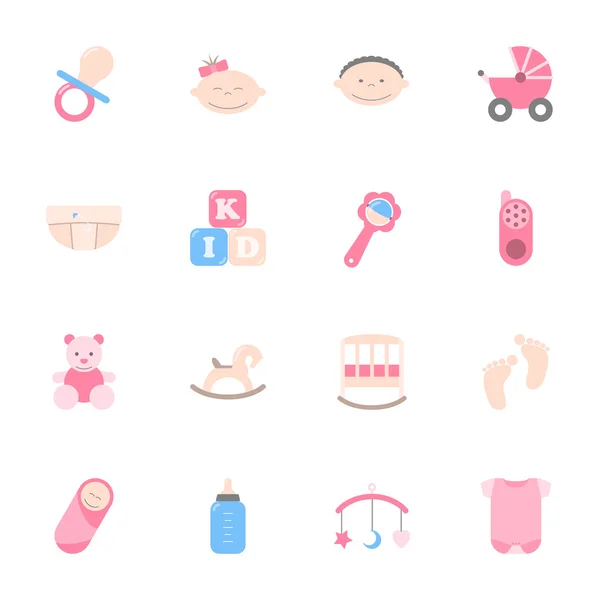 Baby Flat Icons Set — Stockvektor