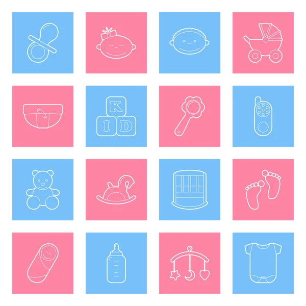 Baby Linien Icons gesetzt — Stockvektor