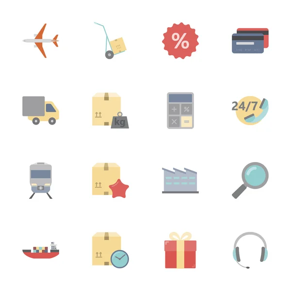 Ensemble d'icônes plates logistiques — Image vectorielle