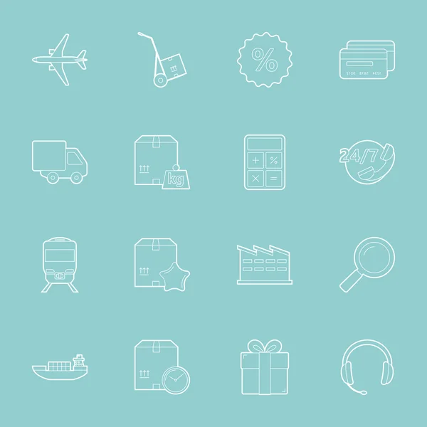 Logistics thin lines icons set — Stock Vector