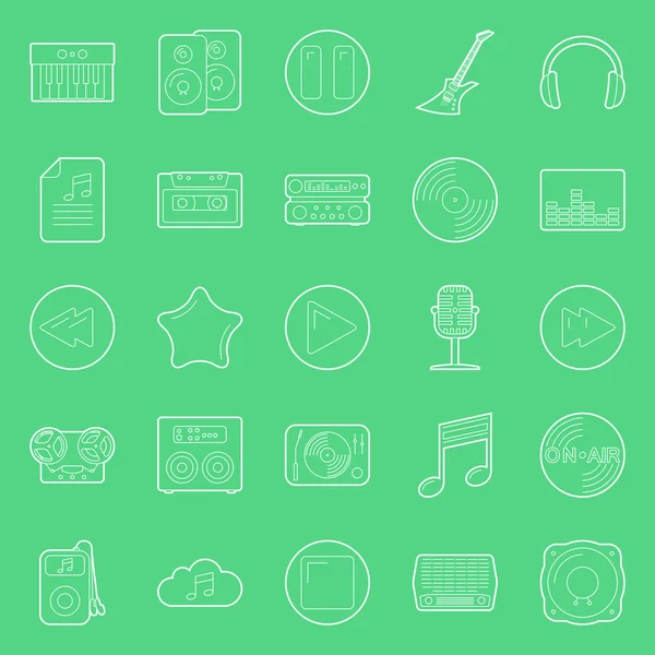 Music and audio thin lines icons set — Stock Vector