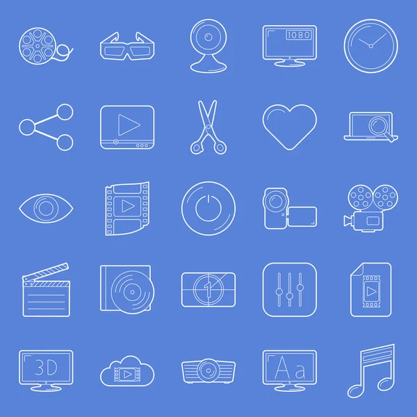 Video thin lines icons set — Stock Vector