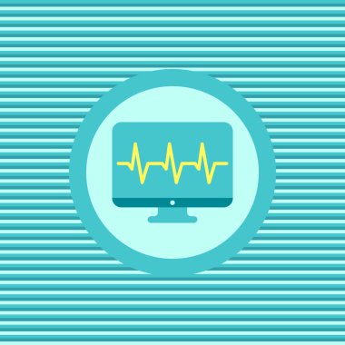 Monitör kardiyogram renk düz simgesi