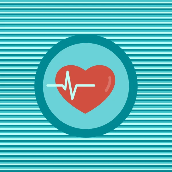 Heartbeat kleur platte pictogram — Stockvector