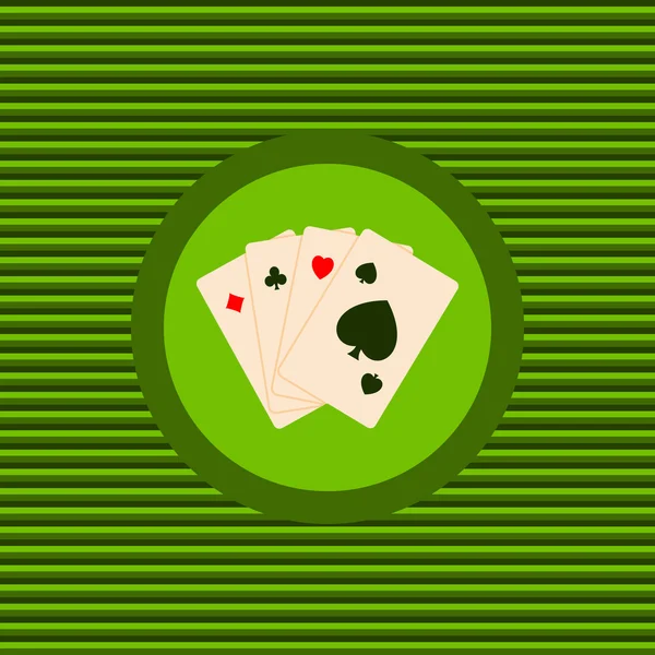 Jugar cartas de color icono plano — Vector de stock