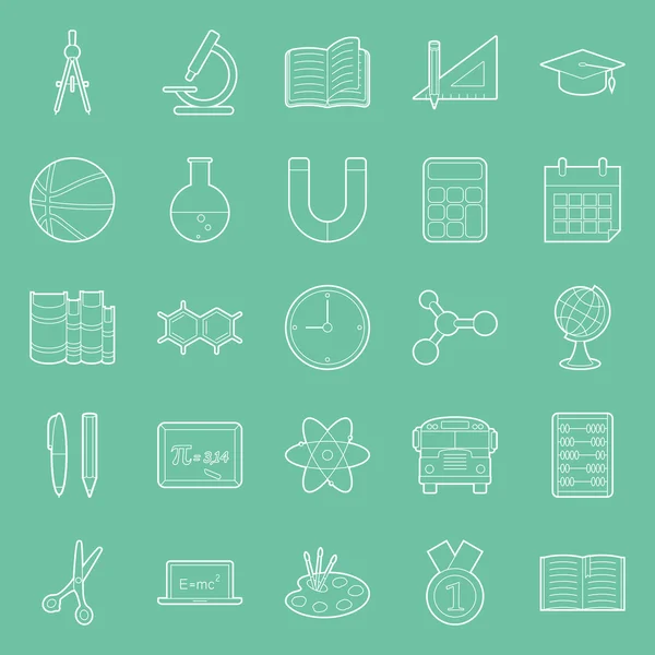 Education and school thin lines icons set Stock Vector